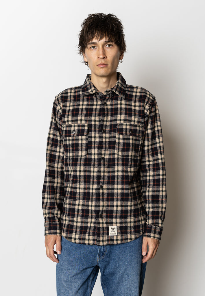 Fat Moose ADRIAN COTTON SHIRT Shirts L/S Dark Navy/Ecru