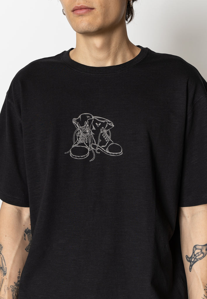 Fat Moose BOOT ORGANIC T-SHIRT T-shirts S/S Black