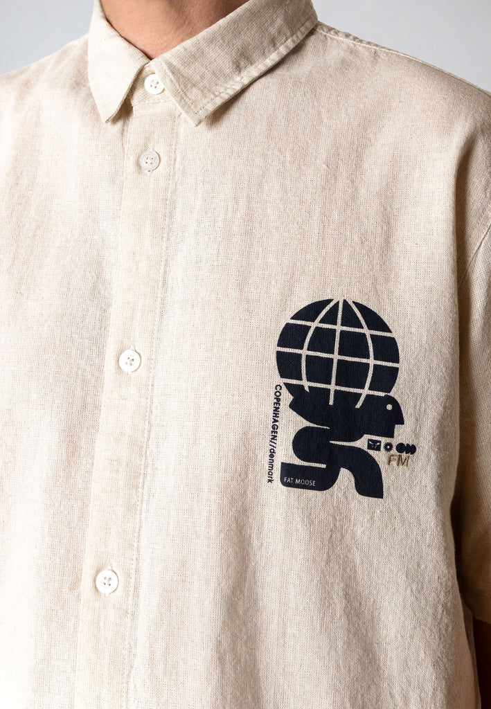 Fat Moose IAN COTTON/LINNEN SHIRT Shirts S/S Ecru