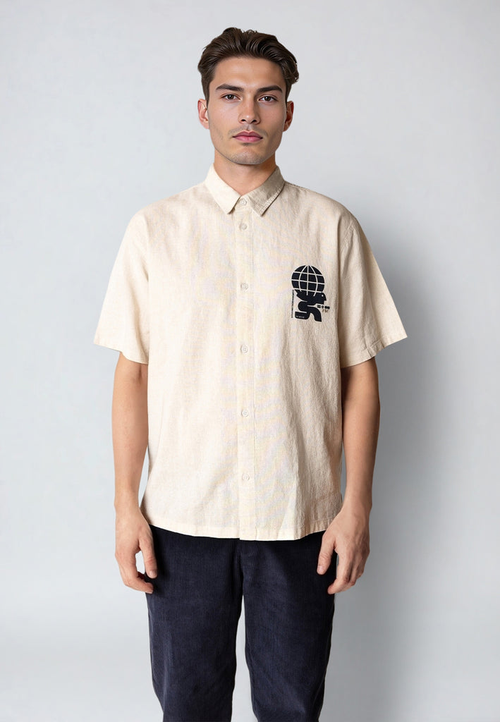 Fat Moose IAN COTTON/LINNEN SHIRT Shirts S/S Ecru