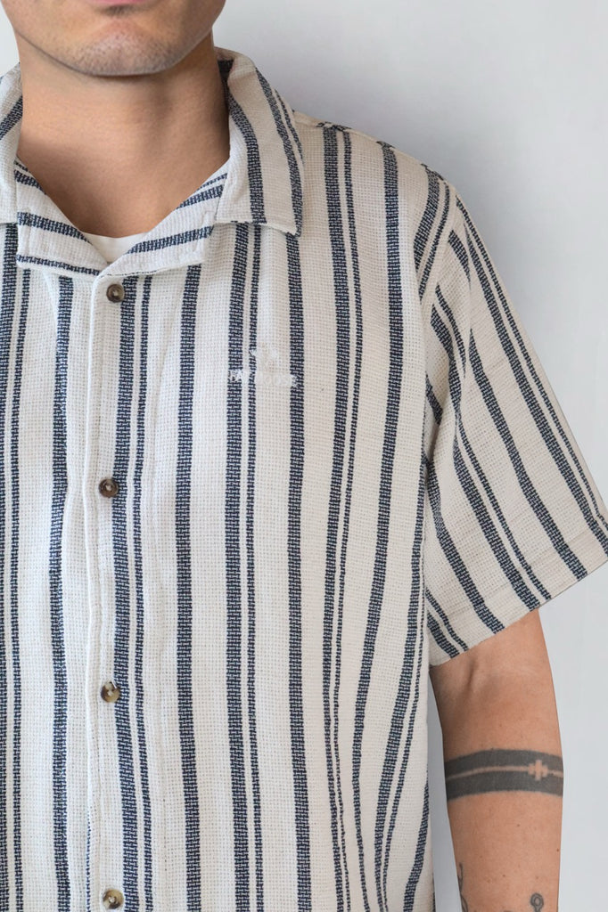 Fat Moose Orlean shirt Shirts S/S Off White/Black striped